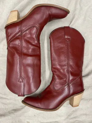 Vintage deep red cowboy boots