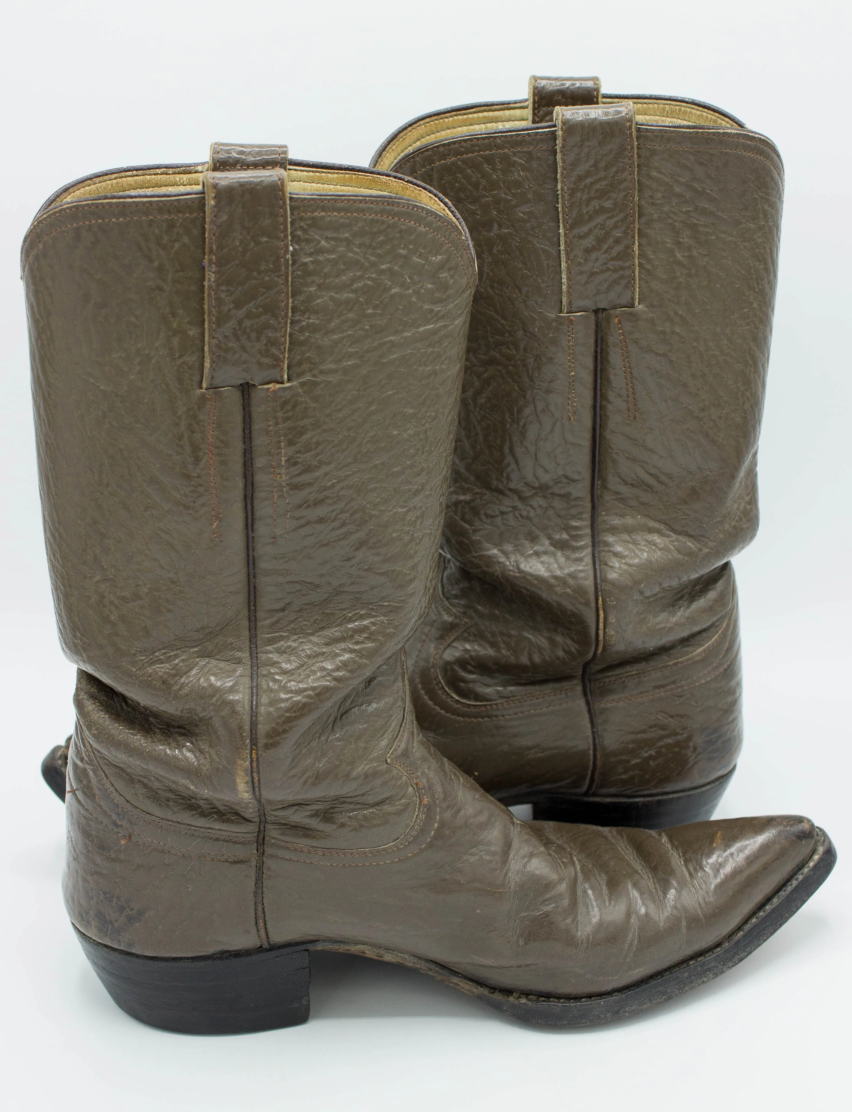 Vintage Men's 60s Acme Brown Pointed Toe Cowboy Boots Size 8D