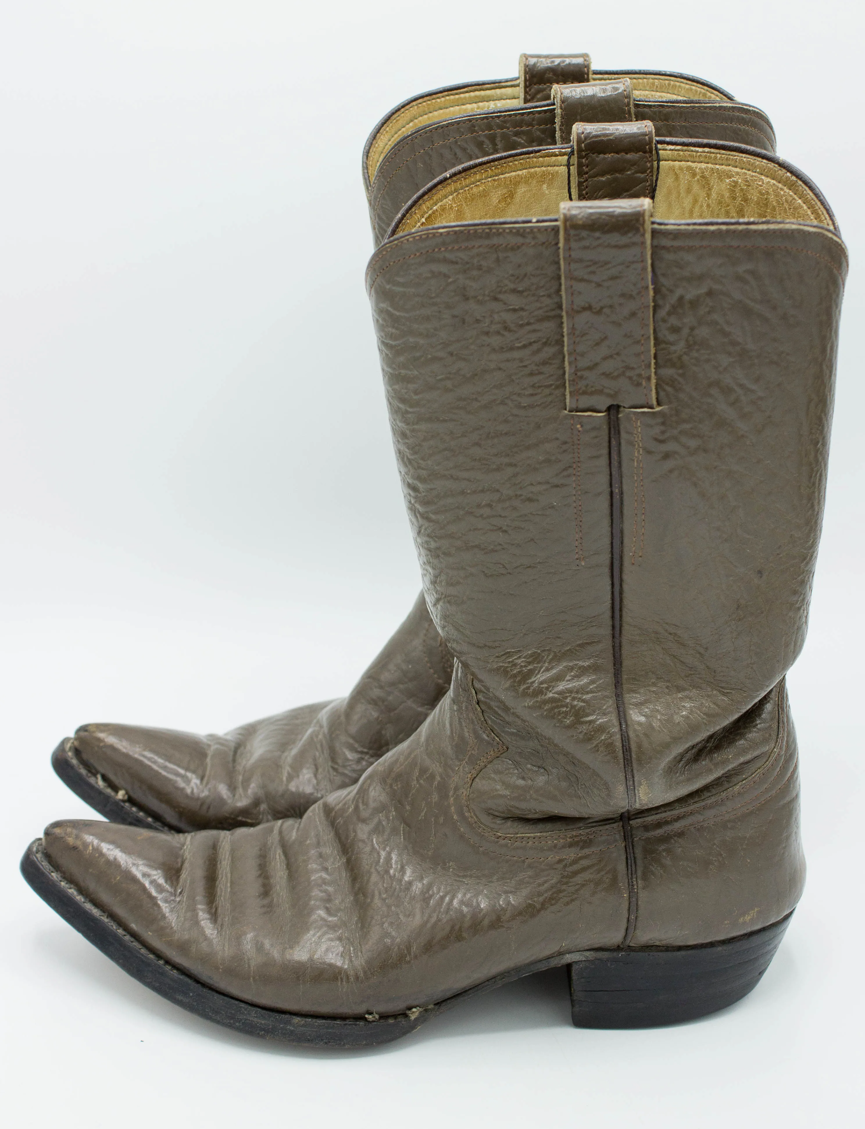 Vintage Men's 60s Acme Brown Pointed Toe Cowboy Boots Size 8D
