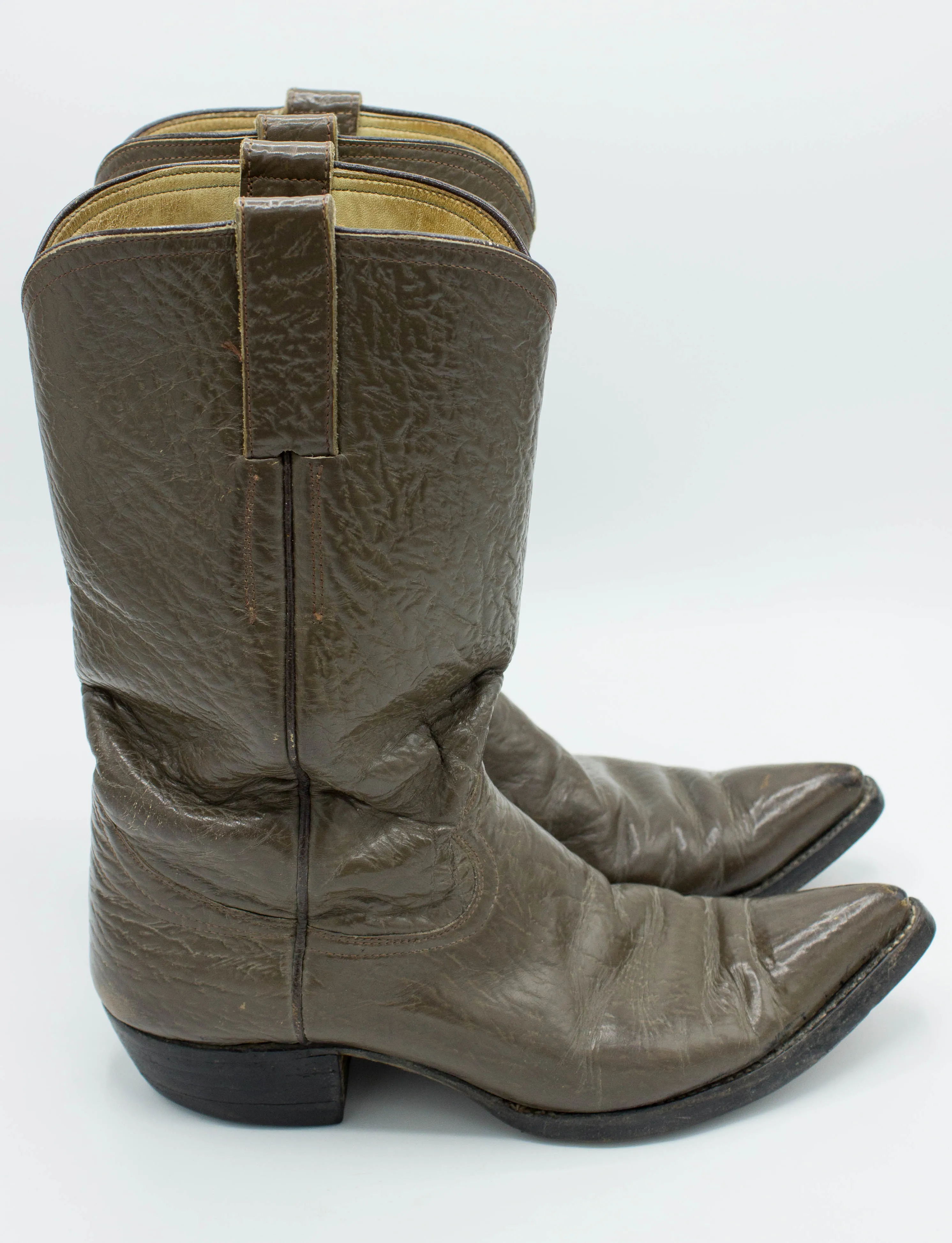 Vintage Men's 60s Acme Brown Pointed Toe Cowboy Boots Size 8D