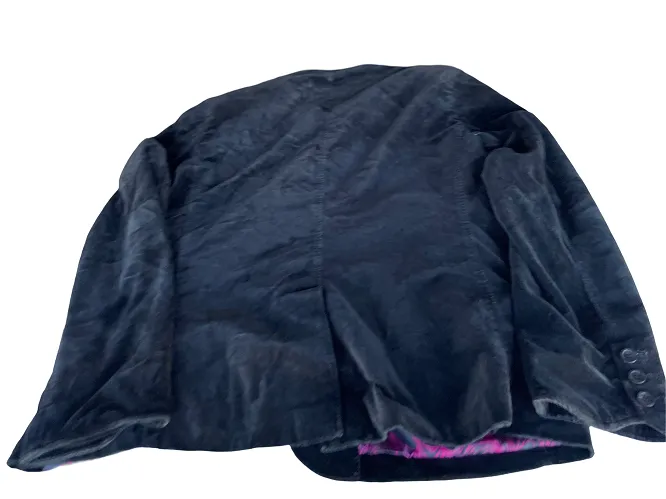 Vintage Men's suede Velvet Black blazer in L| SKU 4407