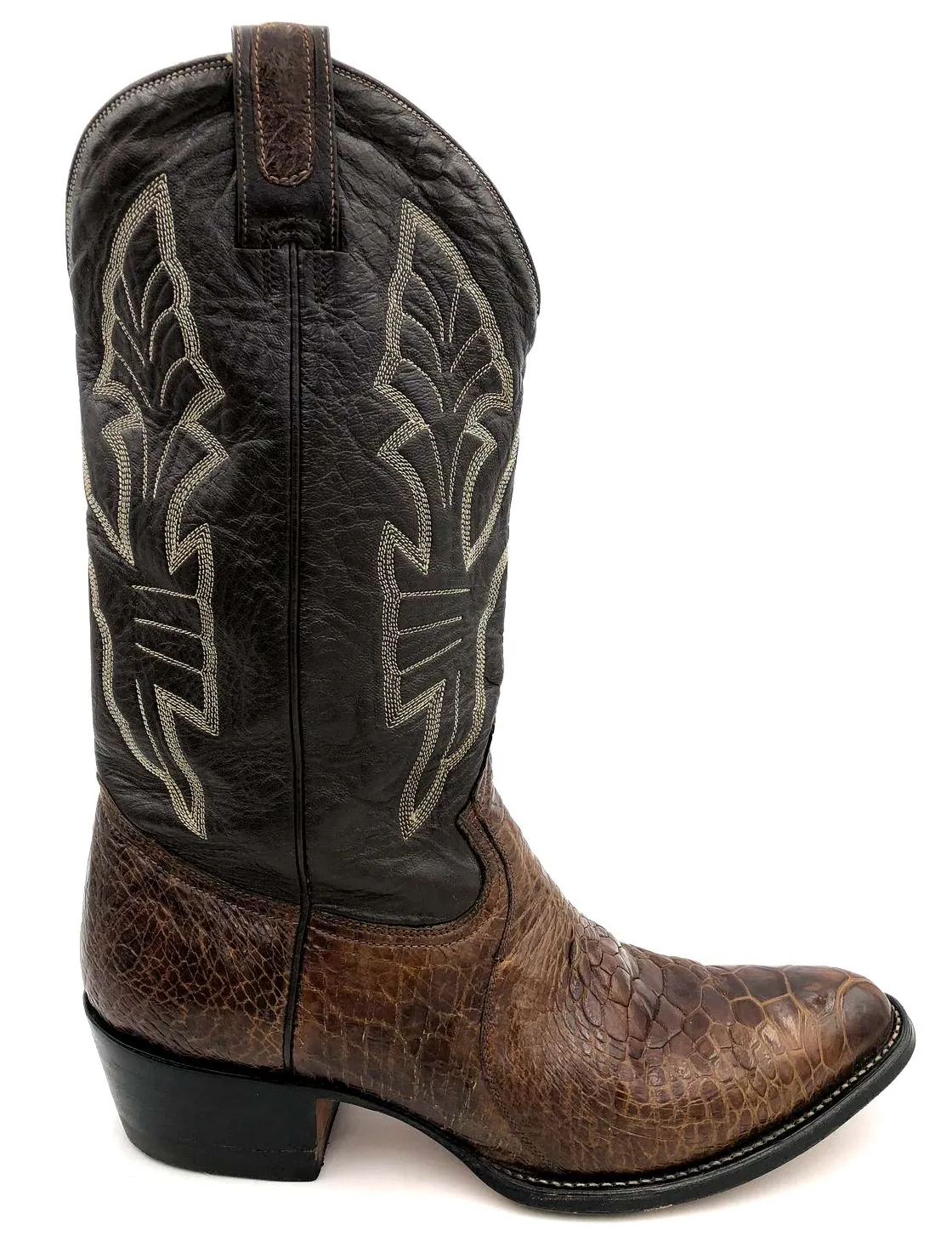 Vintage Montana Men's Brown Exotic Sea Turtle Leather Cowboy Boots - Size 13