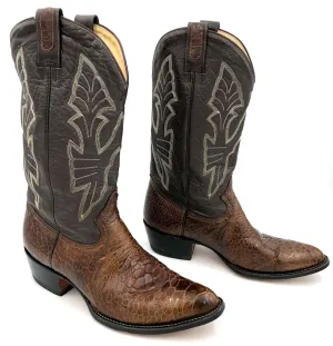 Vintage Montana Men's Brown Exotic Sea Turtle Leather Cowboy Boots - Size 13
