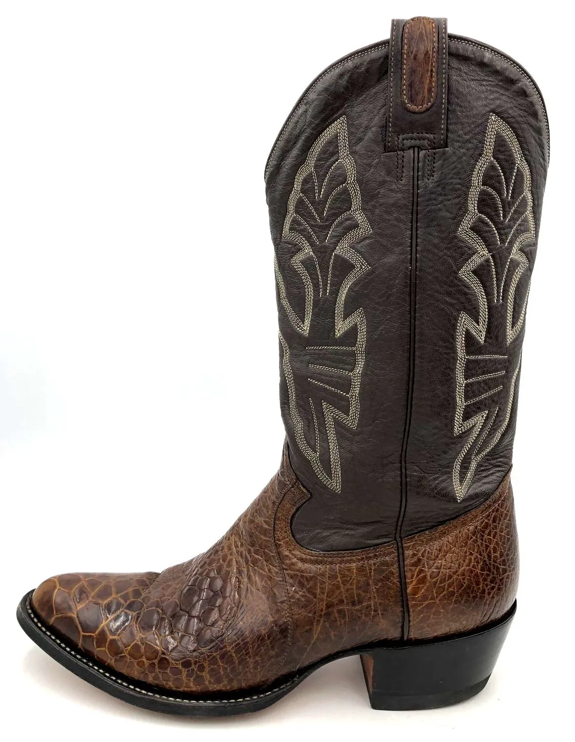 Vintage Montana Men's Brown Exotic Sea Turtle Leather Cowboy Boots - Size 13
