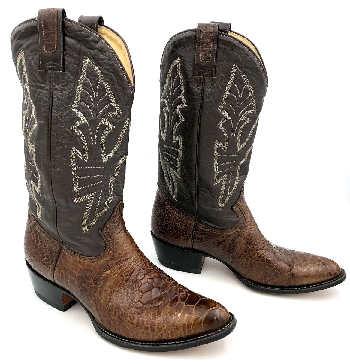 Vintage Montana Men's Brown Exotic Sea Turtle Leather Cowboy Boots - Size 13