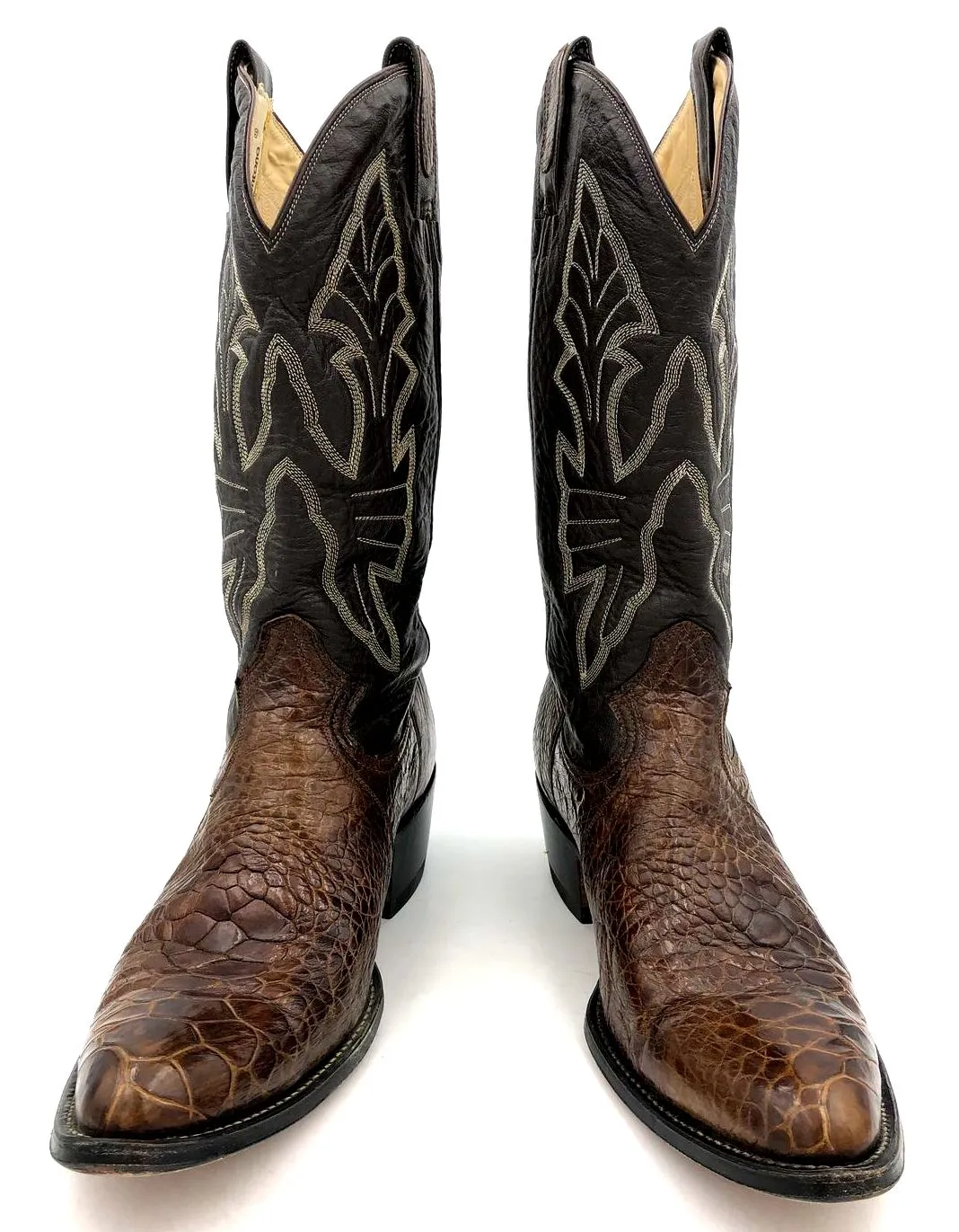 Vintage Montana Men's Brown Exotic Sea Turtle Leather Cowboy Boots - Size 13