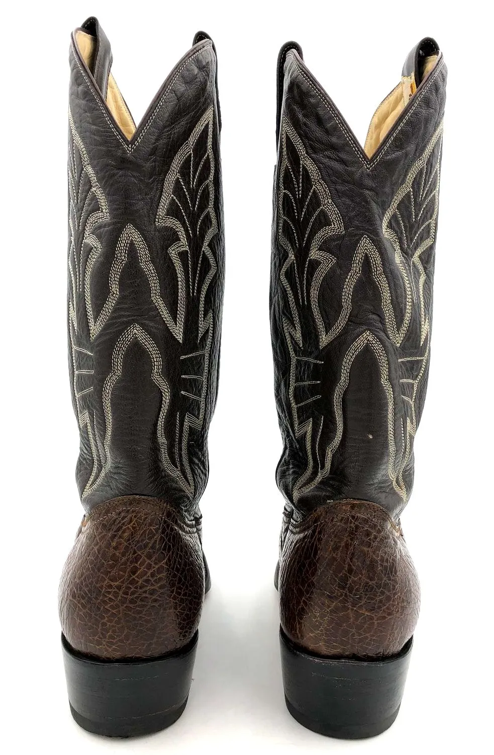 Vintage Montana Men's Brown Exotic Sea Turtle Leather Cowboy Boots - Size 13