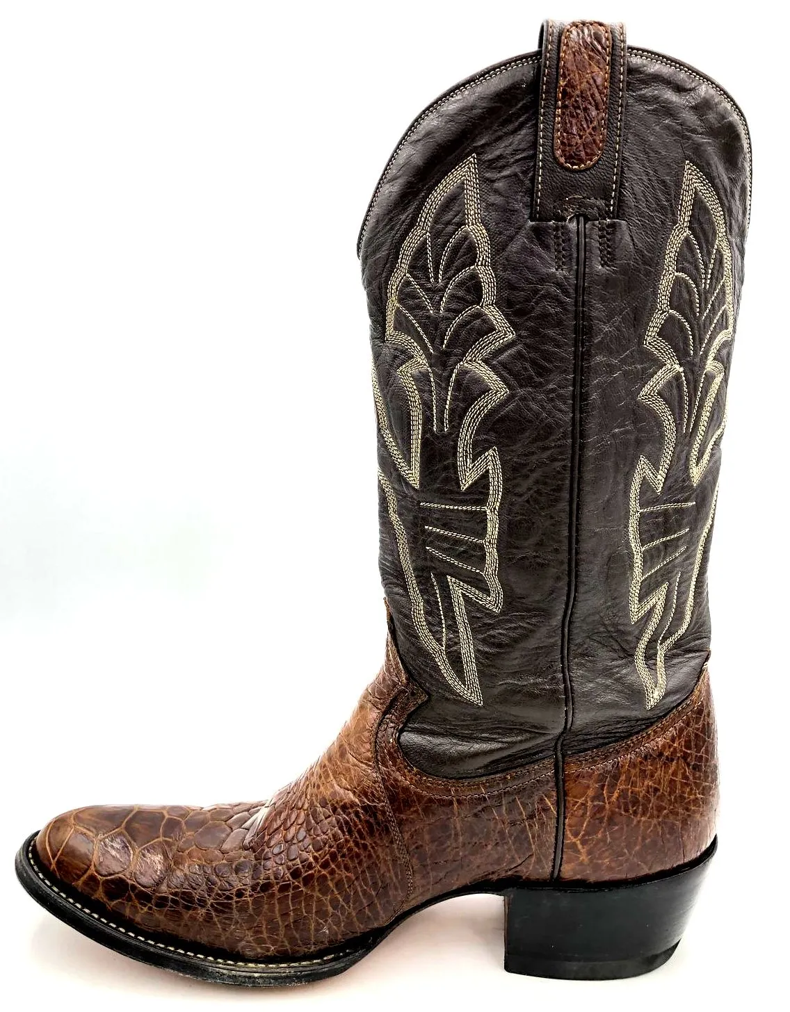Vintage Montana Men's Brown Exotic Sea Turtle Leather Cowboy Boots - Size 13