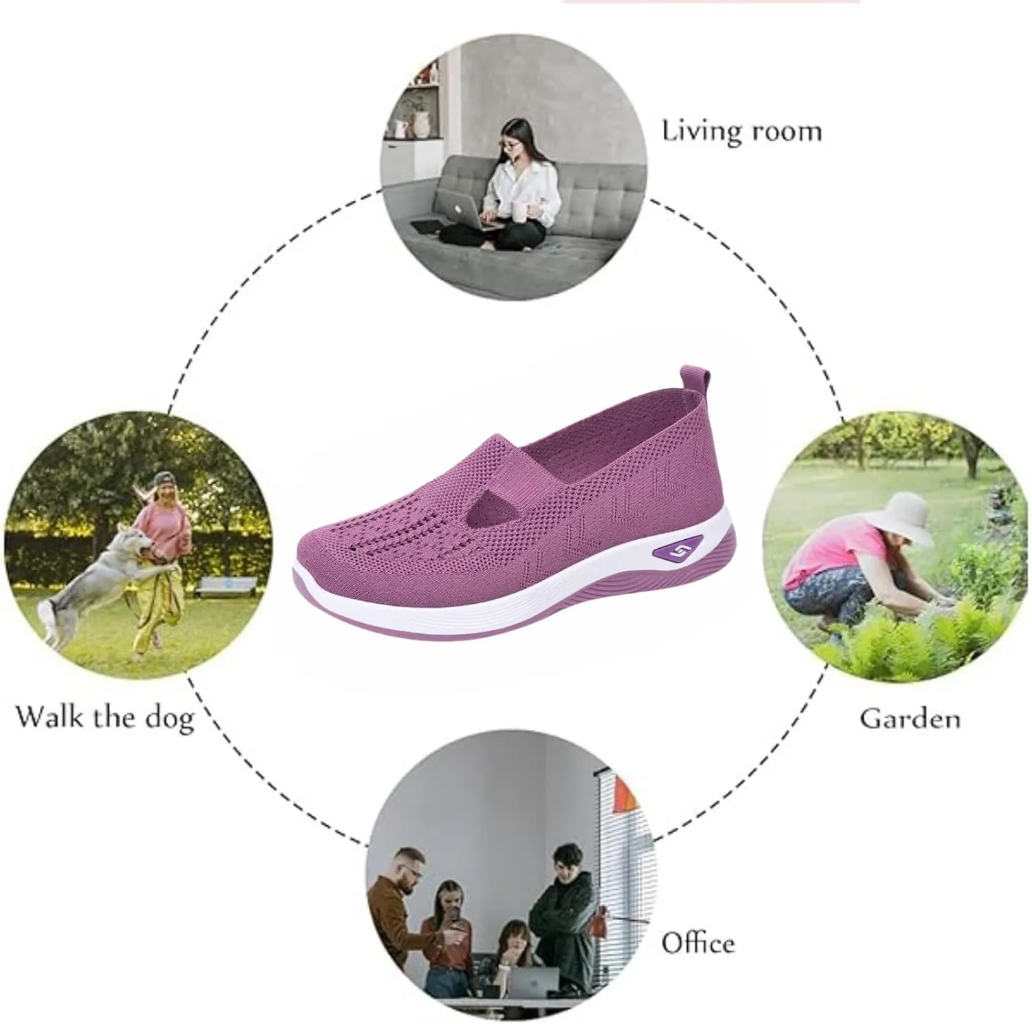 Walking Shoes Women Comfort Breathable Walking Shoes Slip on Trainers Casual Athletic Shoes with Thick Bottom
