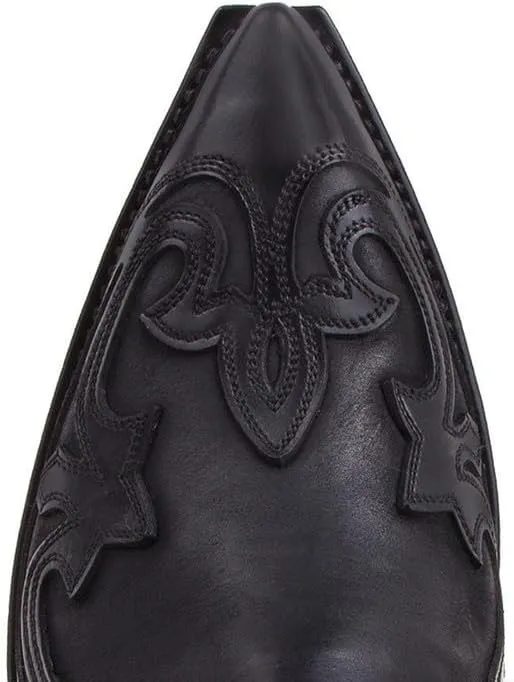 Western Cowboy Boots For Men Classic Retro Square Toe Leather Embroidered Knight Boots Wide Calf Pull On Boots Short Boots