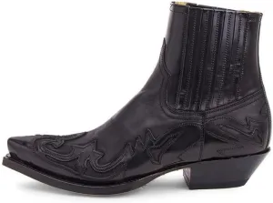 Western Cowboy Boots For Men Classic Retro Square Toe Leather Embroidered Knight Boots Wide Calf Pull On Boots Short Boots