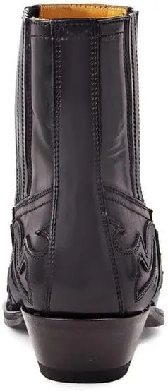 Western Cowboy Boots For Men Classic Retro Square Toe Leather Embroidered Knight Boots Wide Calf Pull On Boots Short Boots