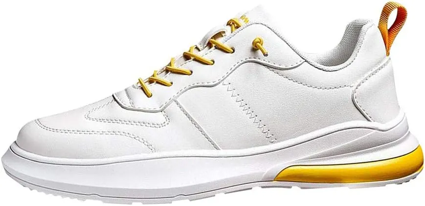 White Running Shoes Men Comfy Lace up Road Walking Sneakers Sports Athletic Workout Gym Shoe Breathable Fashion