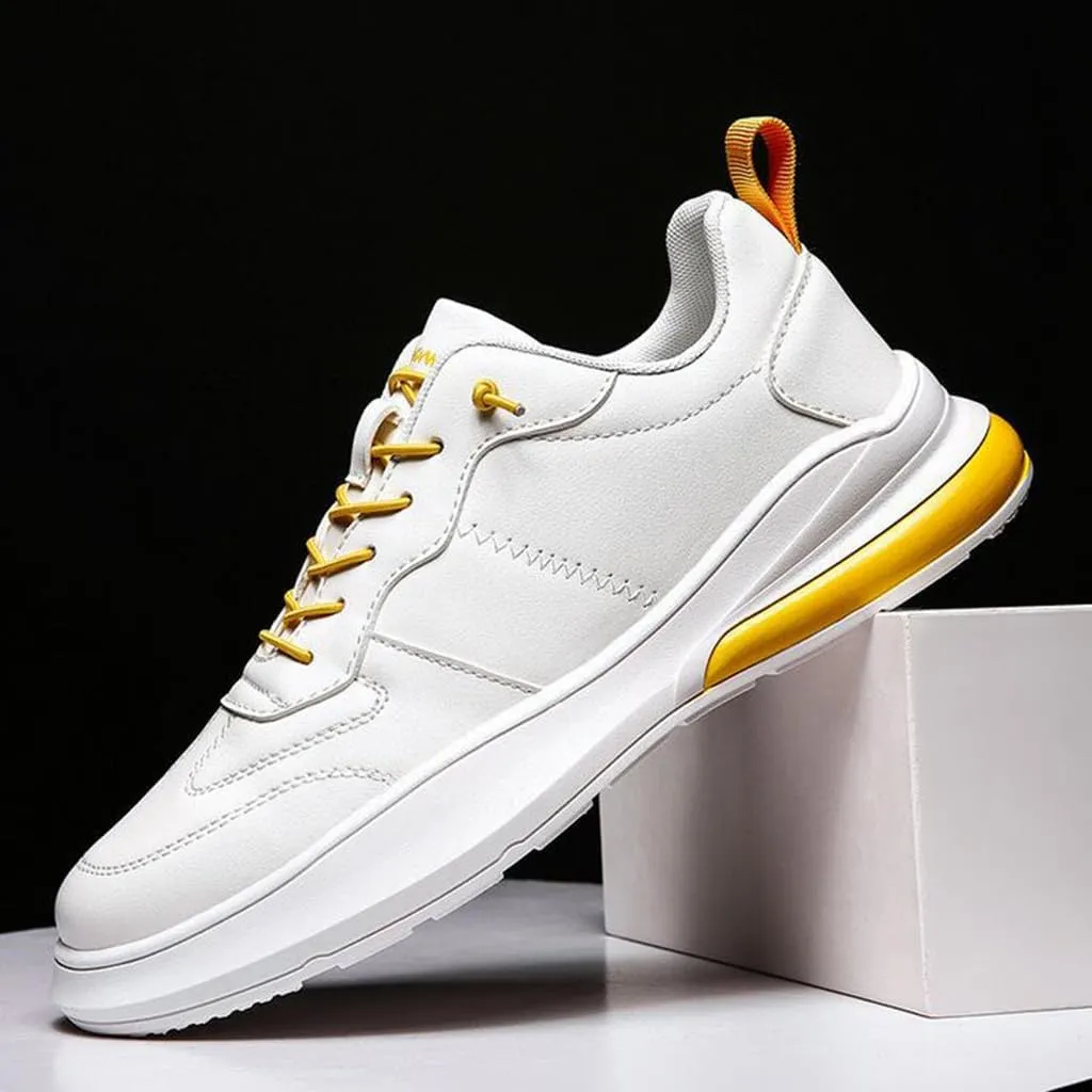 White Running Shoes Men Comfy Lace up Road Walking Sneakers Sports Athletic Workout Gym Shoe Breathable Fashion