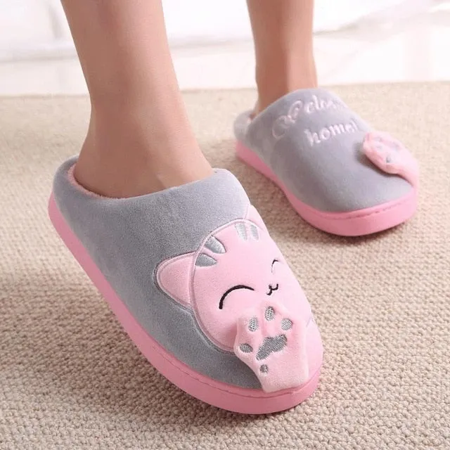 Women Cartoon Cat  Non-slip Soft  House Slippers