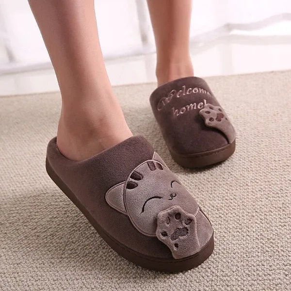 Women Cartoon Cat  Non-slip Soft  House Slippers