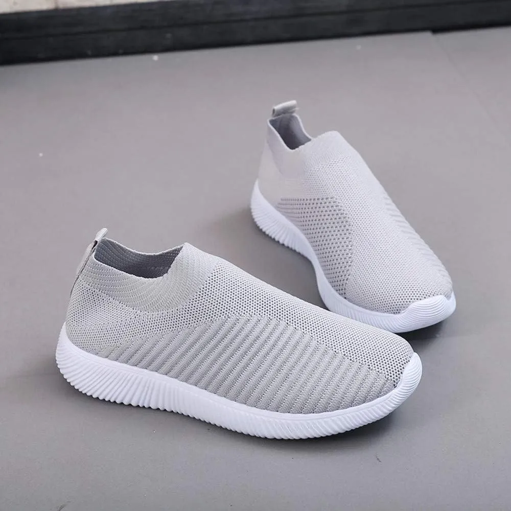 Women Comfortable Slip On Shoes Lightweight Walking Sneakers Canvas Casual Flats Non Slip Elastic Loafers