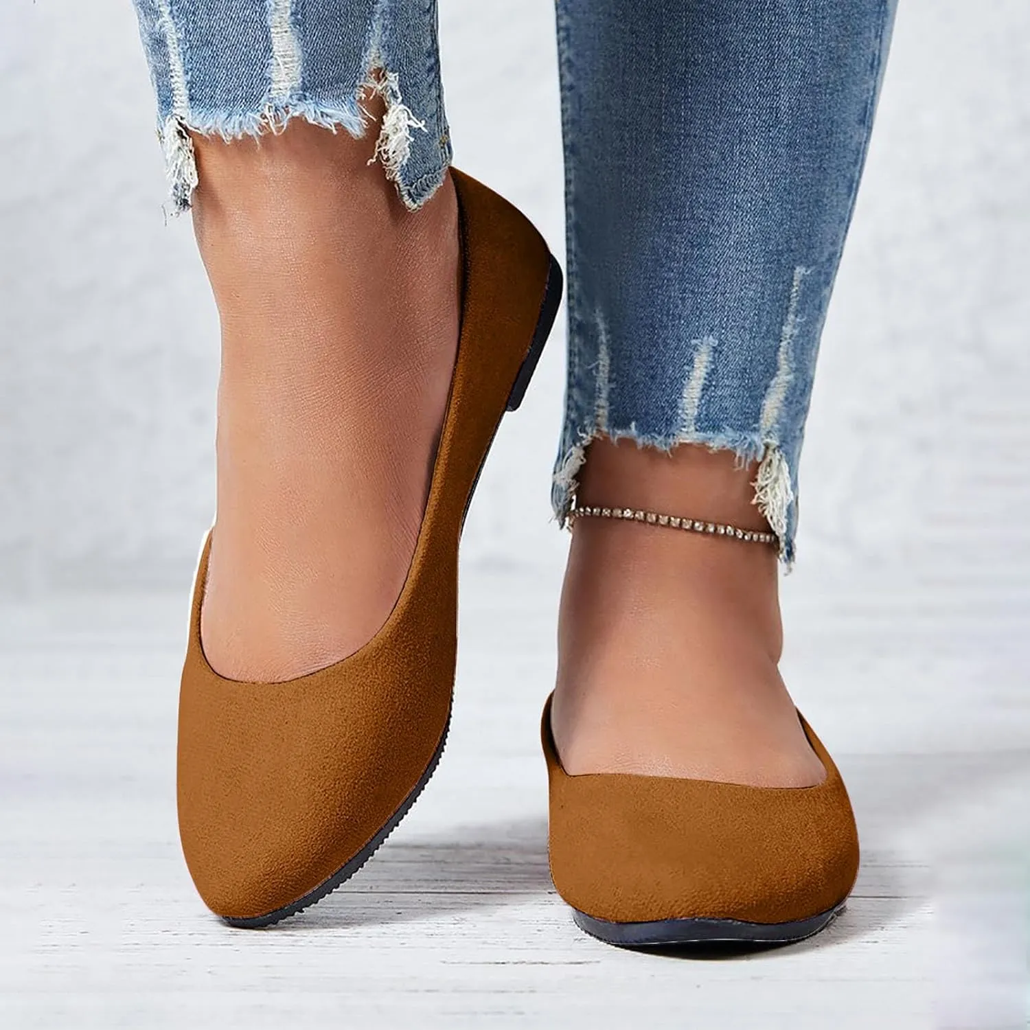 Women Flat Shoes Slip On Comfortable Walking Ballerina Shoes Cute Ballet Flats Ladies Portable Pumps Low Wedge Loafers