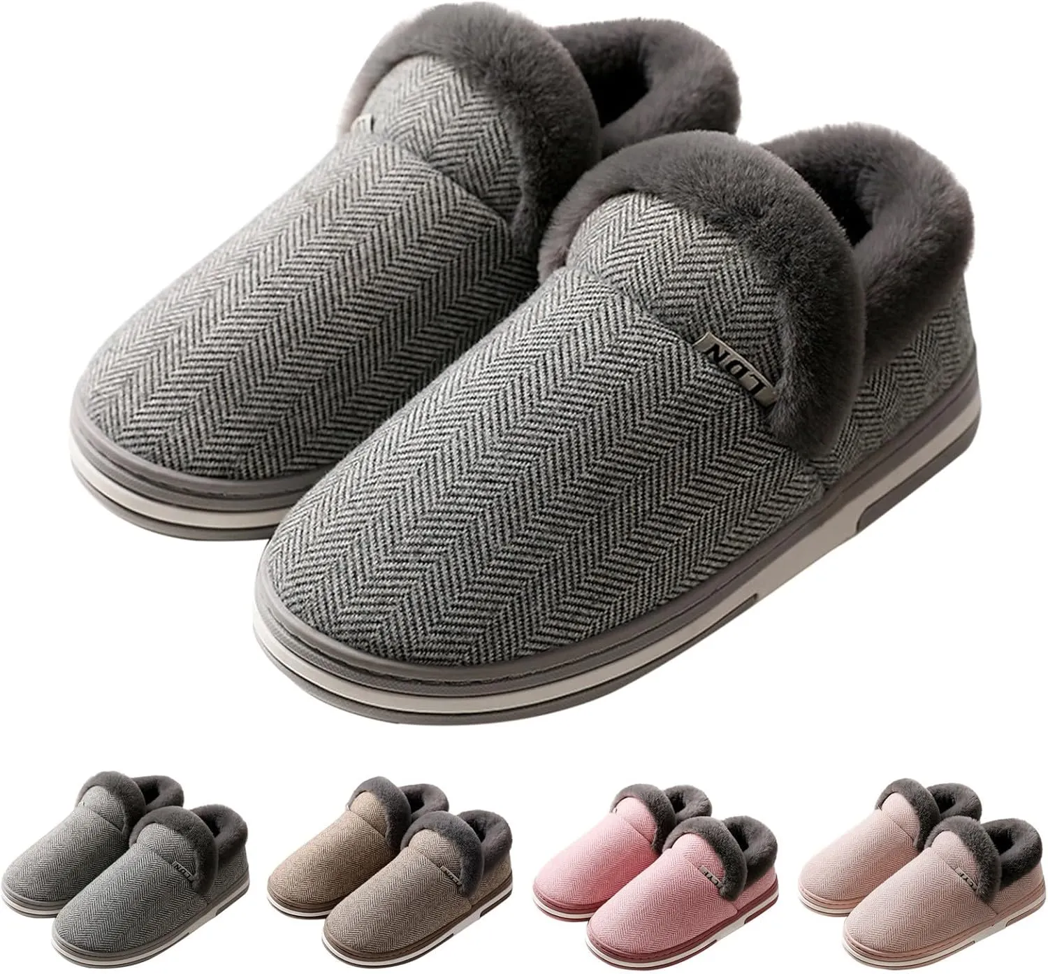 Women Platform Plush Slippers Fall Winter Thicken Warm Bedroom Non Slip Slippers Fleece Lined House Shoes