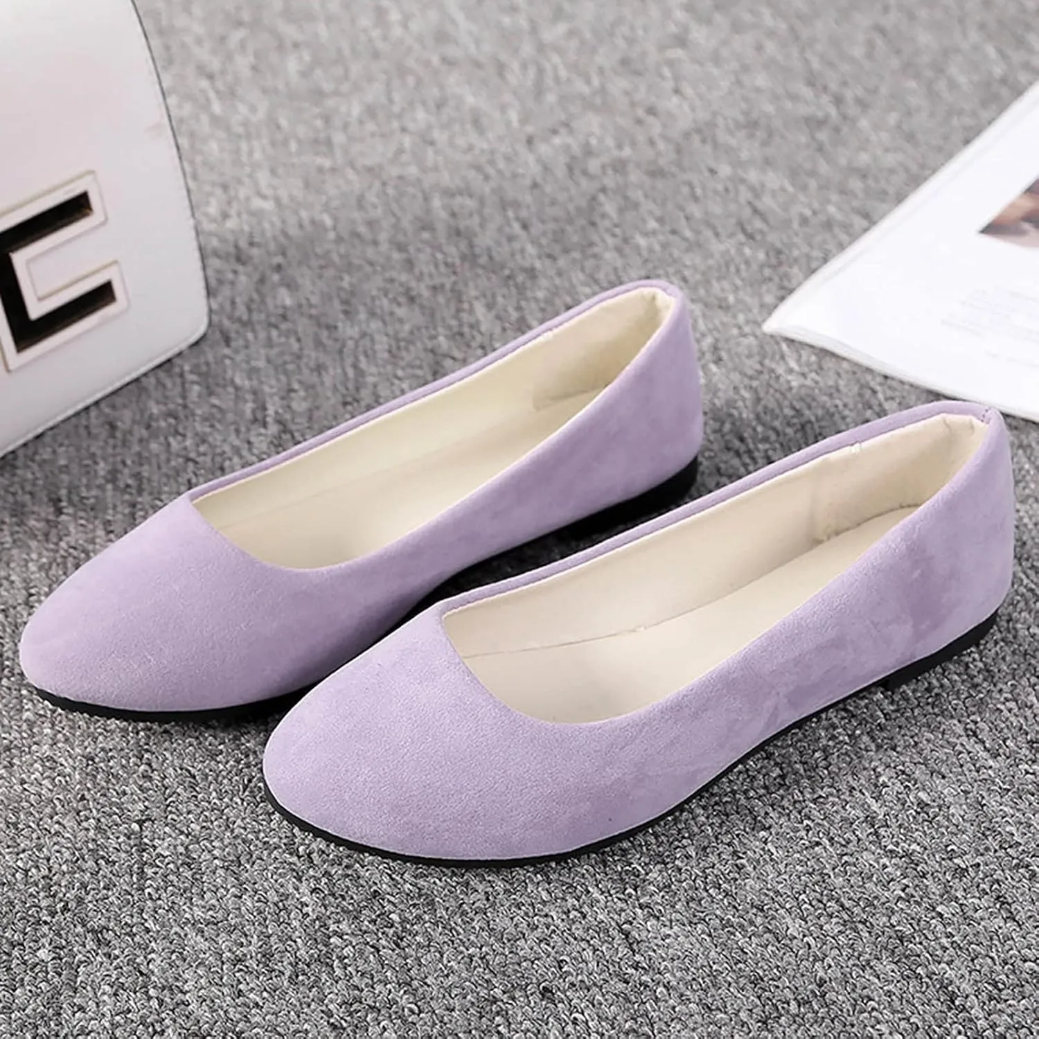 Women Round Toe Flats Comfortable Fashion Ballet Flat Shoes for Women Dressy Slip-ons Loafers