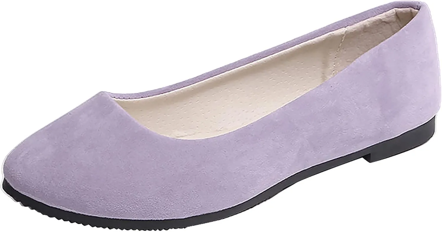 Women Round Toe Flats Comfortable Fashion Ballet Flat Shoes for Women Dressy Slip-ons Loafers