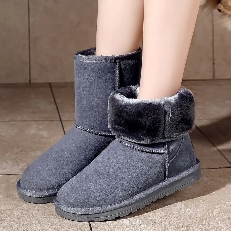 Women Winter Genuine Leather Snow Boots Top High Quality