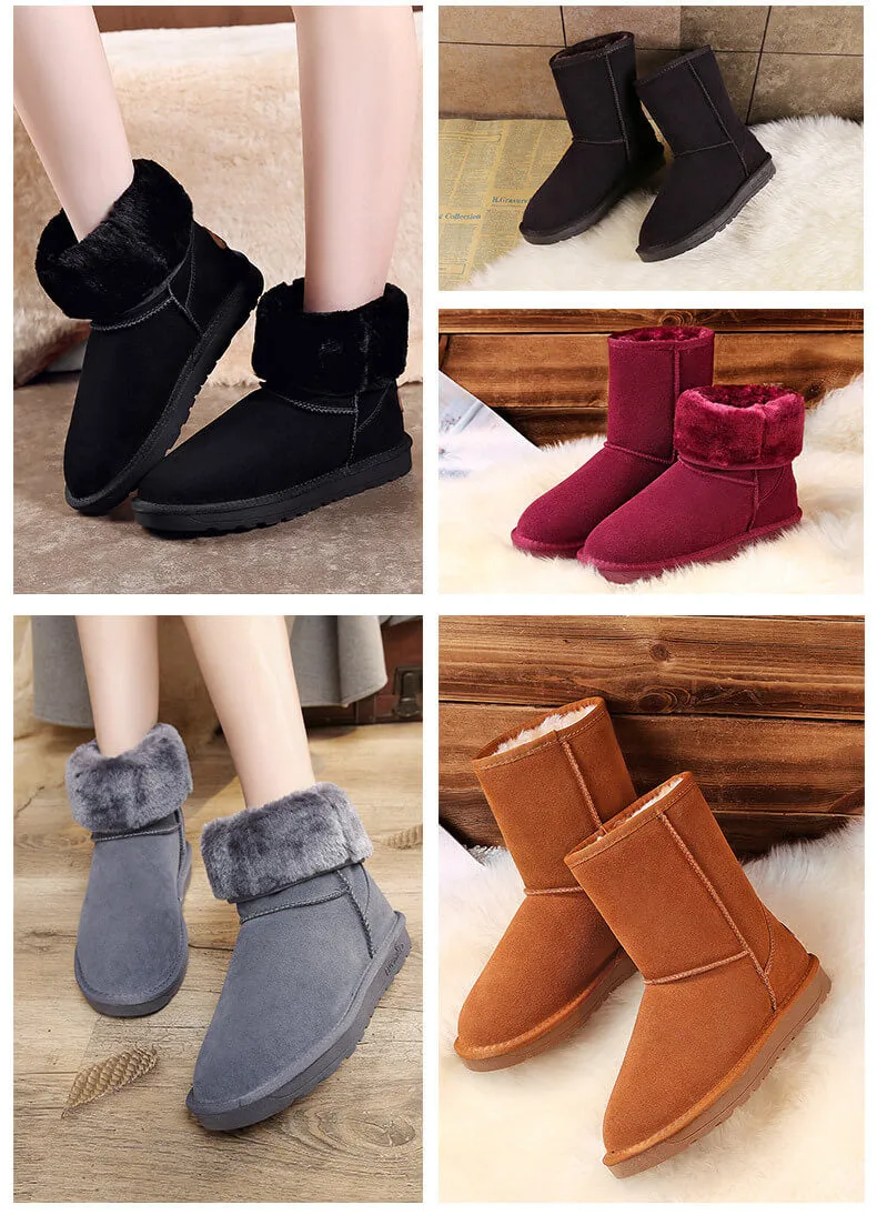 Women Winter Genuine Leather Snow Boots Top High Quality