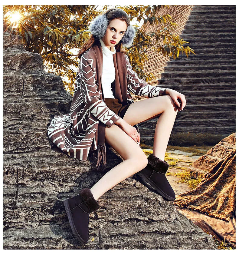 Women Winter Genuine Leather Snow Boots Top High Quality