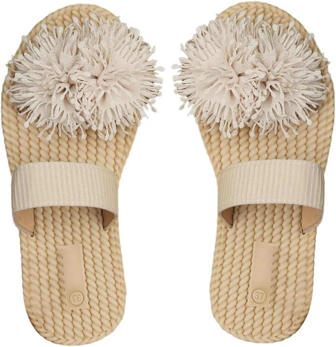Women's 3D Floral Open Toe Slippers Comfy Flat Sandals Lightweight Slip Ons