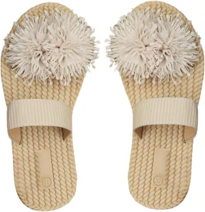 Women's 3D Floral Open Toe Slippers Comfy Flat Sandals Lightweight Slip Ons