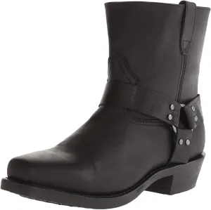Women's Ankle Boots Vintage Casual Cowboy Boots Chunky Heel Mid-calf Boots Metal Triangle Ankle Buckle Boots with Pull Ring