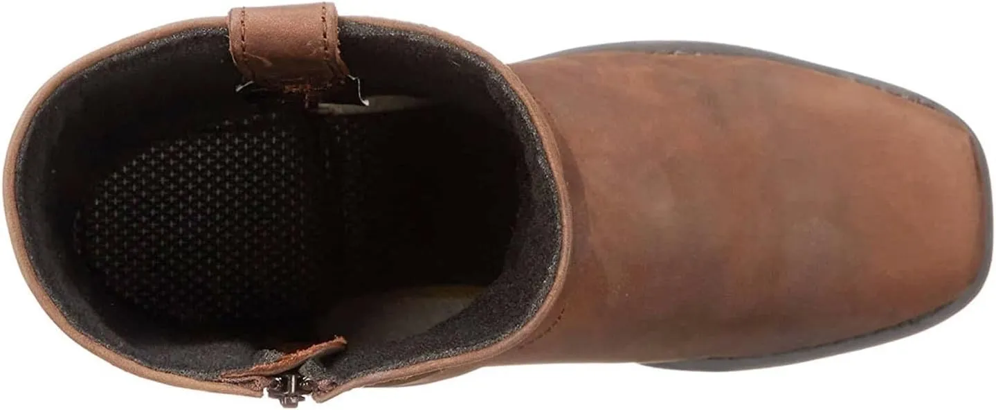 Women's Ankle Boots Vintage Casual Cowboy Boots Chunky Heel Mid-calf Boots Metal Triangle Ankle Buckle Boots with Pull Ring