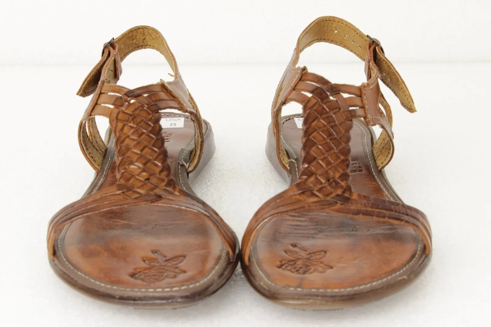 Womens Authentic Huaraches Real Leather Sandals T Strap Cognac - #230