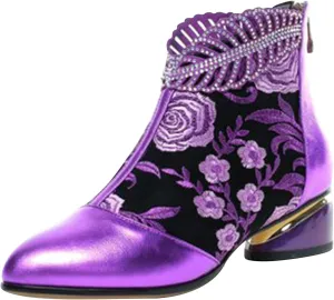 Womens Boots Fashion Pattern Chunky Heels Side Zipper Boots for Women Vintage PU Leather Elegant Ankle Boots