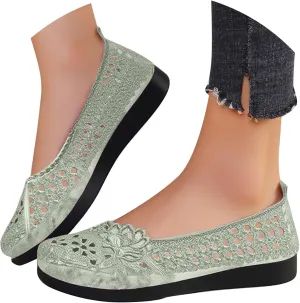 Women's Breathable Mesh Cutout Ballet Flat Loafers Comfortable Casual Slip On Walking Shoes for Daily Wear 2PCS