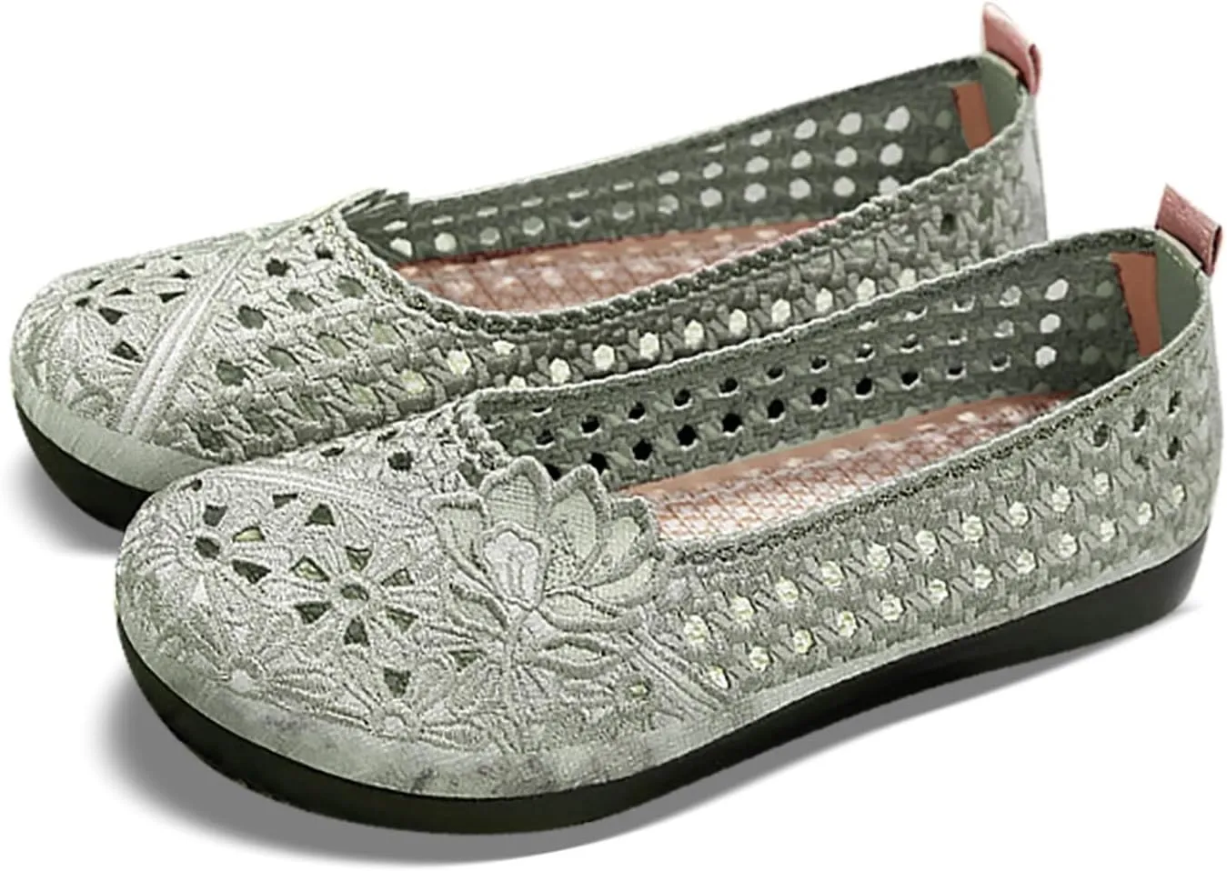 Women's Breathable Mesh Cutout Ballet Flat Loafers Comfortable Casual Slip On Walking Shoes for Daily Wear 2PCS