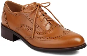 Women's Brogue Low Heel Lace Up Oxford Shoes