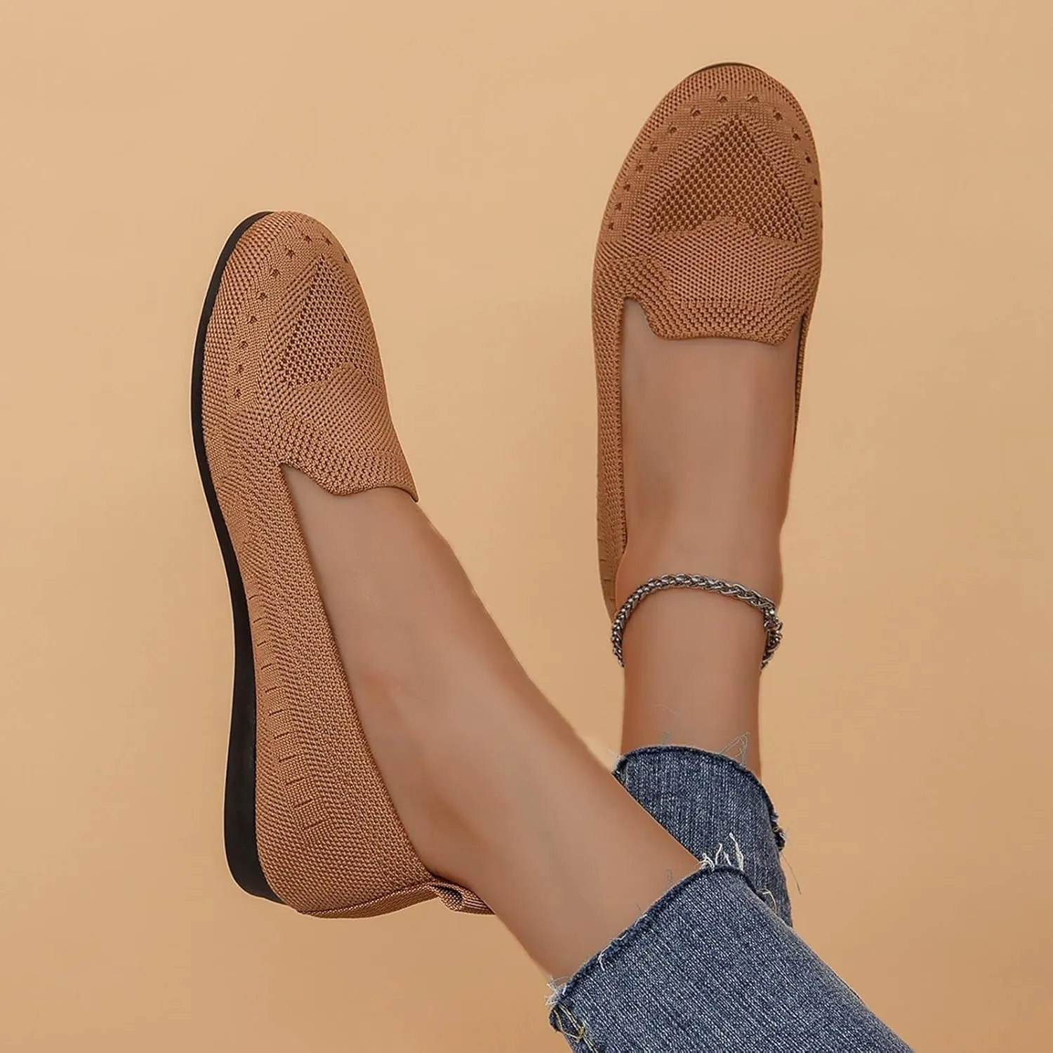Womens Business Casual Shoes Casual Slip On Flat Shoes Comfortable Leather Driving Loafers Lightweight Work Shoes
