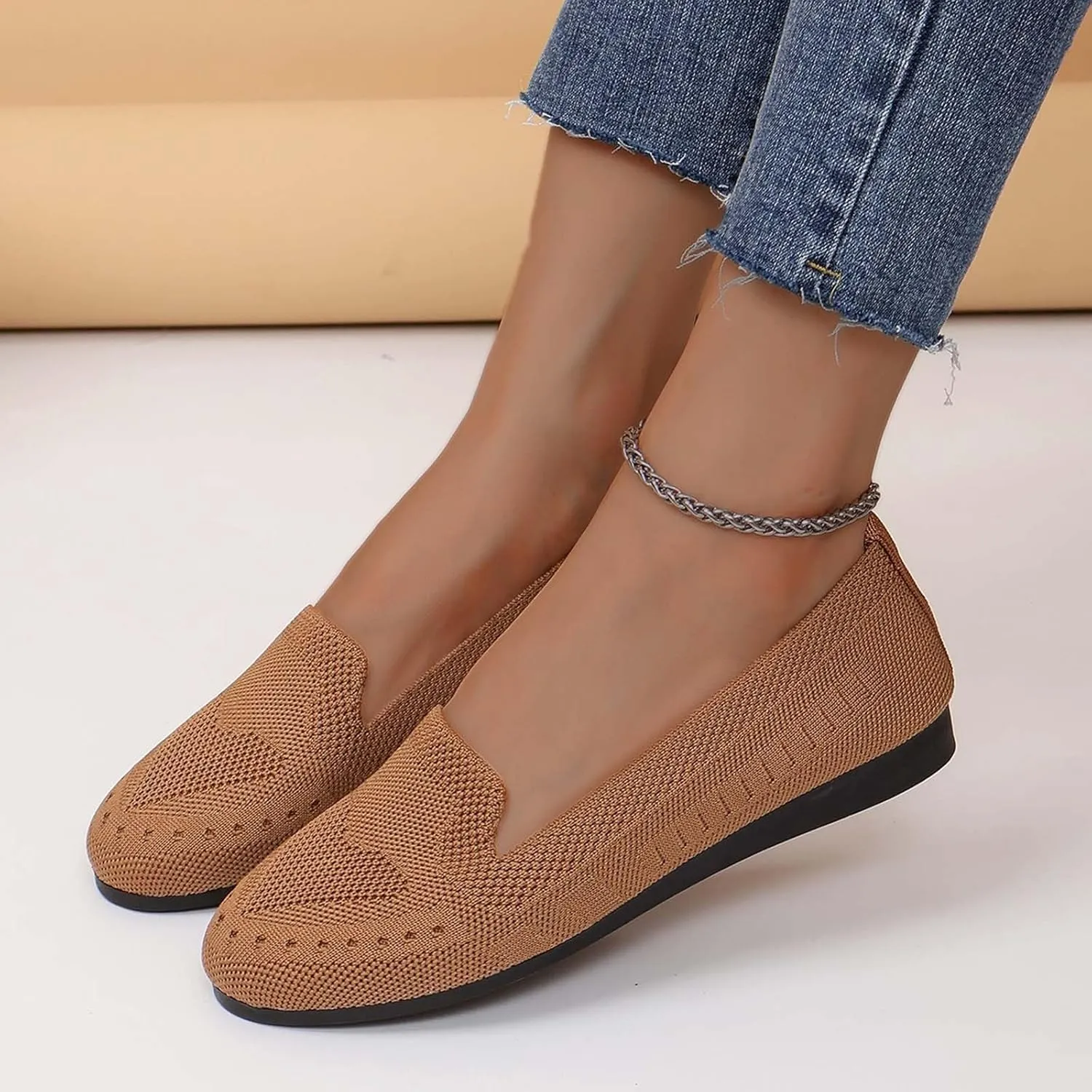 Womens Business Casual Shoes Casual Slip On Flat Shoes Comfortable Leather Driving Loafers Lightweight Work Shoes