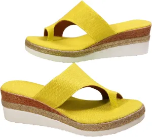 Women's Casual Thick Sole Mid Heel Flip Flop Sandals Comfortable Beach Slide Wedge Sandals for Women Size 9 2 Inches