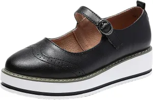 Women's Chunky Platform Mary Jane Trainers Vintage Brogues Creepers