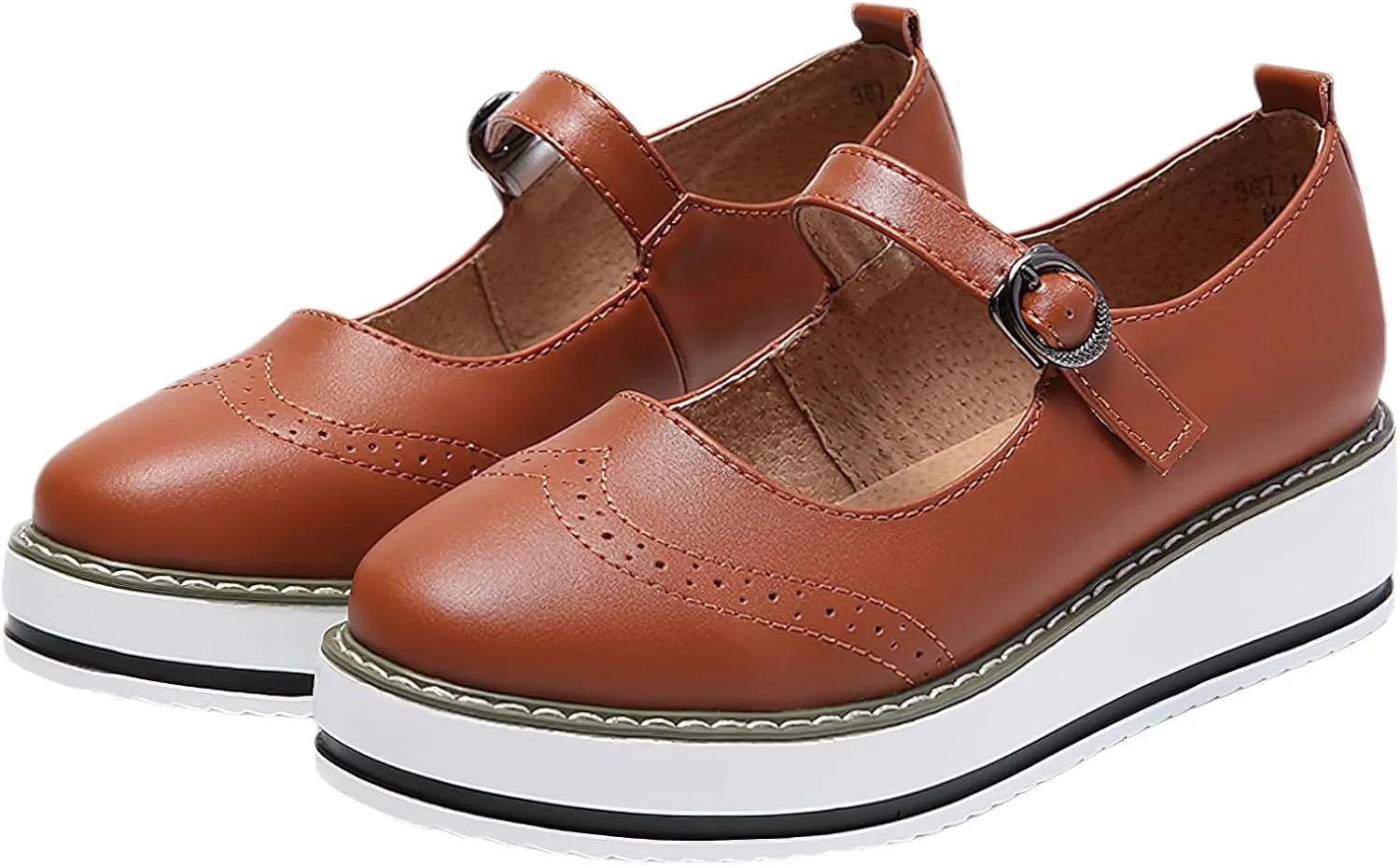 Women's Chunky Platform Mary Jane Trainers Vintage Brogues Creepers