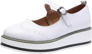 Women's Chunky Platform Mary Jane Trainers Vintage Brogues Creepers