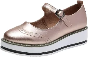 Women's Chunky Platform Mary Jane Trainers Vintage Brogues Creepers