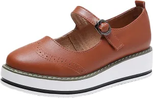 Women's Chunky Platform Mary Jane Trainers Vintage Brogues Creepers
