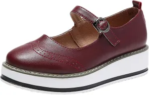 Women's Chunky Platform Mary Jane Trainers Vintage Brogues Creepers