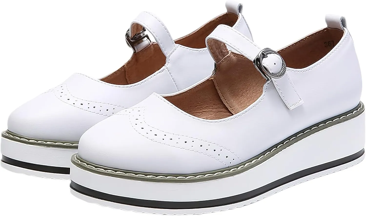 Women's Chunky Platform Mary Jane Trainers Vintage Brogues Creepers