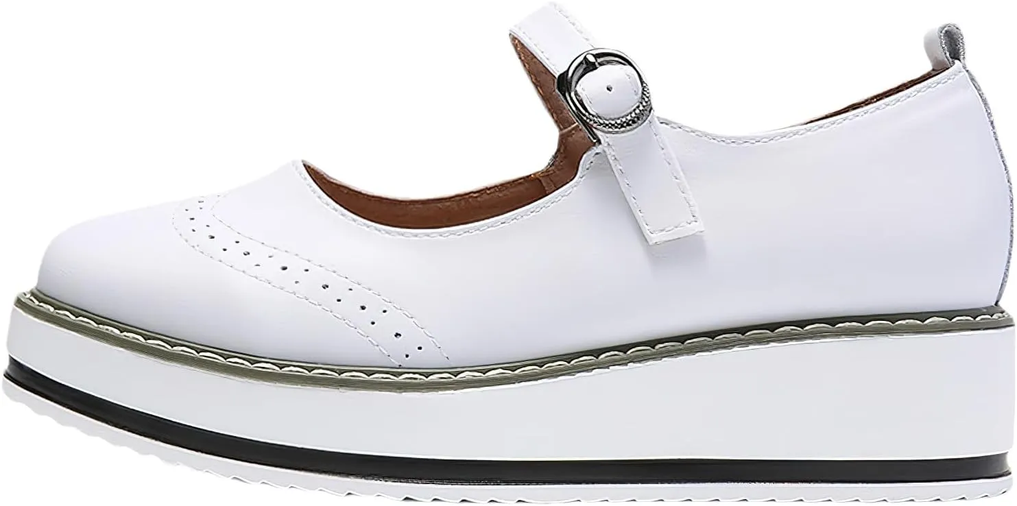 Women's Chunky Platform Mary Jane Trainers Vintage Brogues Creepers