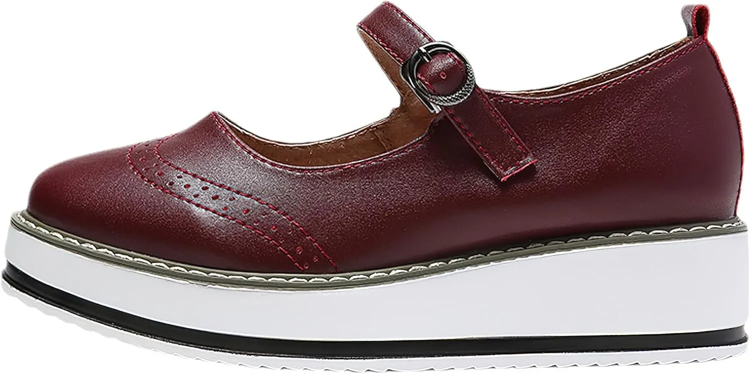 Women's Chunky Platform Mary Jane Trainers Vintage Brogues Creepers