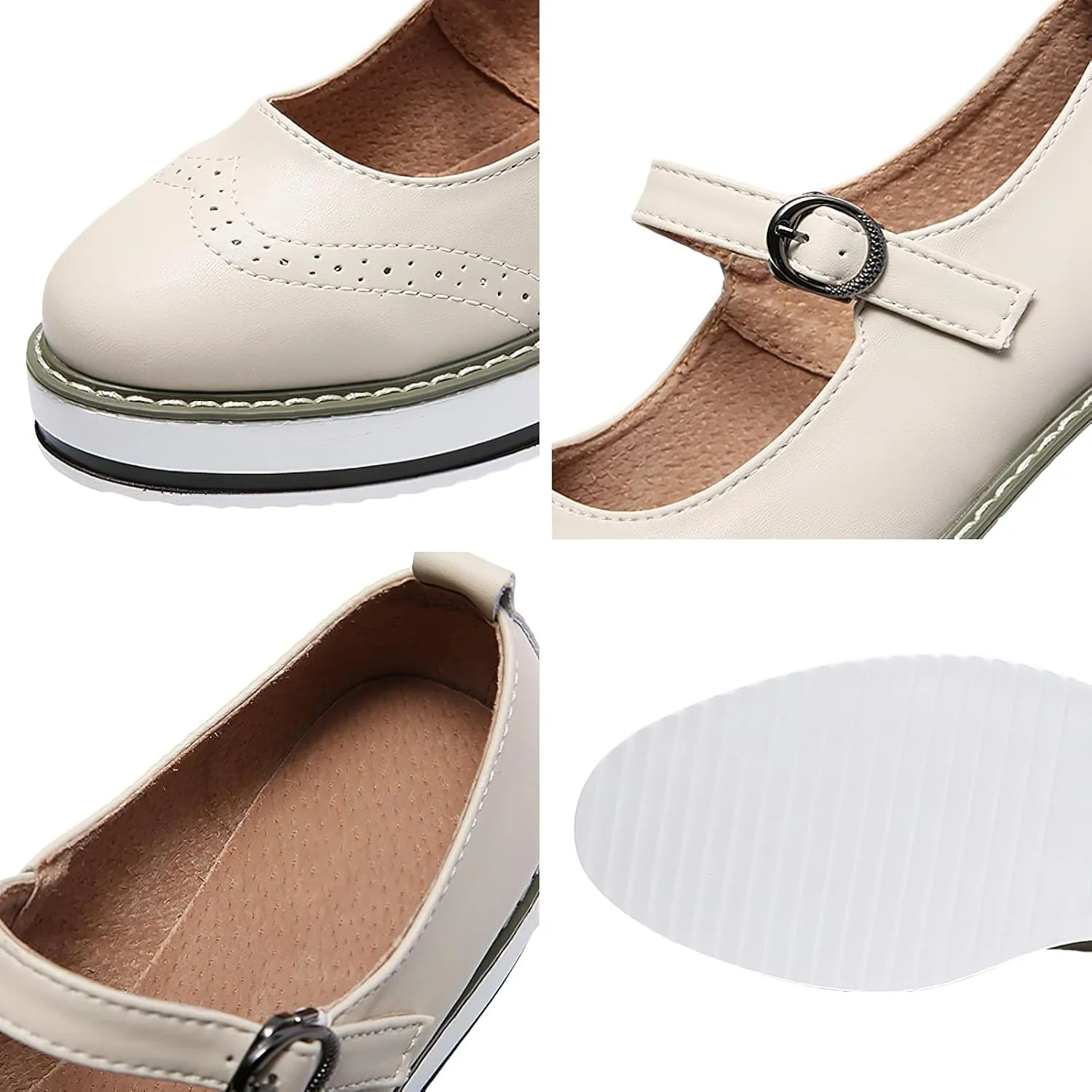 Women's Chunky Platform Mary Jane Trainers Vintage Brogues Creepers